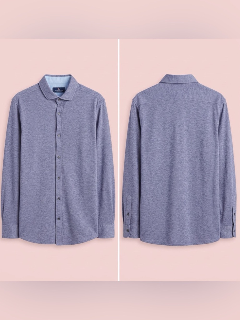 Vineyard Vines Men's Heathered Light Blue Button-Down Shirt